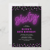 Invitation Adulte Pink Neon 60e anniversaire (Devant)