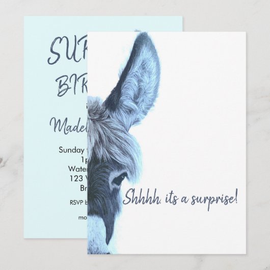 Invitation Adulte Surprise Anniversaire Fun Blue Modern (Devant / Derrière)