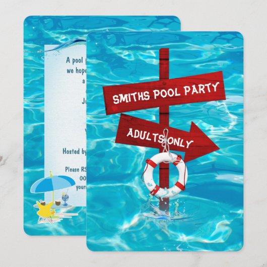 Invitation adultes uniquement piscine (Devant / Derrière)