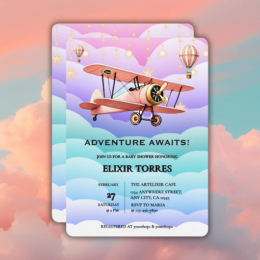 Invitation Adventure Atattend le Baby shower de l'aviation
