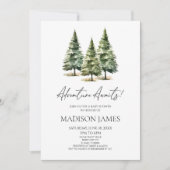 Invitation Adventure Attend ! Baby shower des pins d'hiver (Devant)