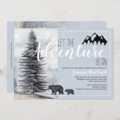 Invitation Adventure Attend Des Ours Rustiques Baby shower Pa (Devant / Derrière)