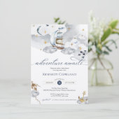 Invitation Adventure Attend Dreamy Nautical Ship Baby shower (Debout devant)