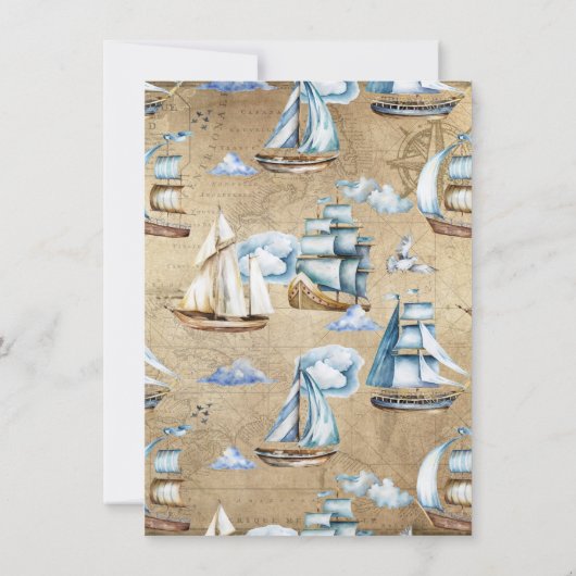 Invitation Adventure Attend Dreamy Nautical Ship Baby shower (Dos)