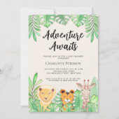 Invitation Adventure Attend le Baby shower des animaux sauvag (Devant)