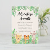 Invitation Adventure Attend le Baby shower des animaux sauvag (Debout devant)