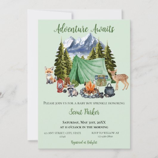 Invitation Adventure Attend le Baby shower des bois (Devant)