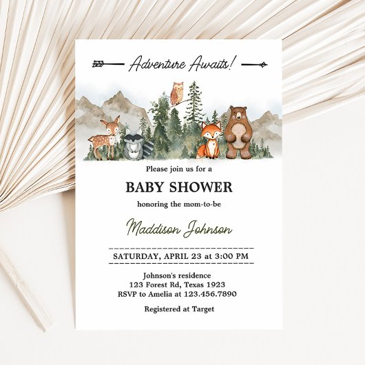 Invitation Adventure Attend le Baby shower des bois