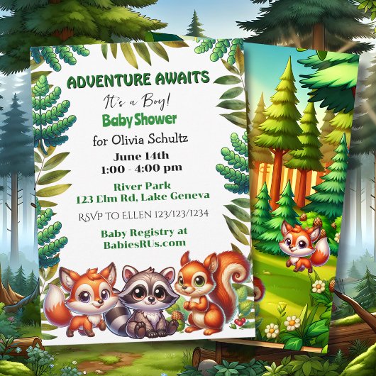 Invitation Adventure Attend le Baby shower du garçon de Fox d