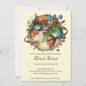 Invitation Adventure Attend le Baby shower Vintage Globe (Devant)