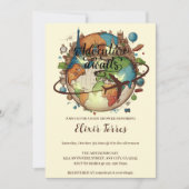 Invitation Adventure Attend le Baby shower Vintage Globe (Devant)