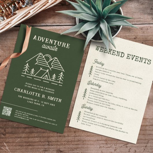 Invitation Adventure Attend Moderne Simple Camp Bachelorette
