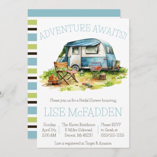 Invitation Adventure Attend ! Remorque, Camping, Fête des mar (Devant / Derrière)