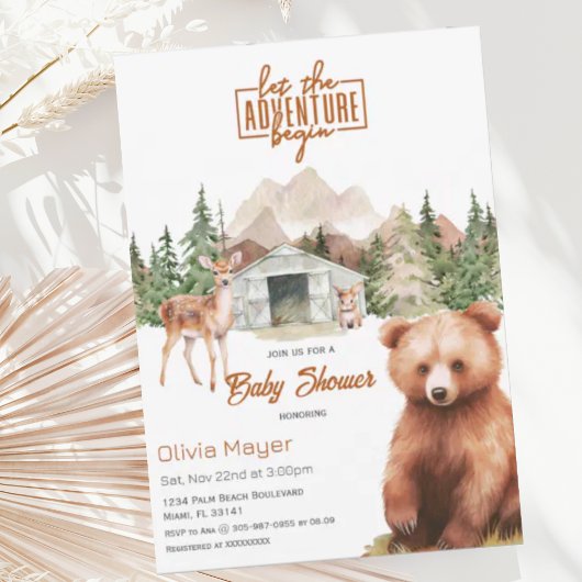 Invitation Adventure Attend Rustic Mountain Baby shower