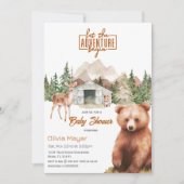 Invitation Adventure Attend Rustic Mountain Baby shower (Devant)