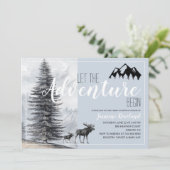 Invitation Adventure Attend Rustic Woodland Moose Baby shower (Debout devant)