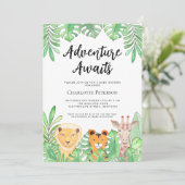 Invitation Adventure Attend Safari Animaux Baby shower (Debout devant)