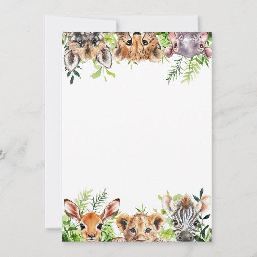 Invitation Adventure Attend Safari Animaux Baby shower (Dos)