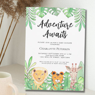 Invitation Adventure Attend Safari Animaux Baby shower