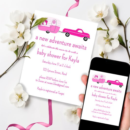 Invitation Adventure Attend un BABY SHOWER de camion et de re