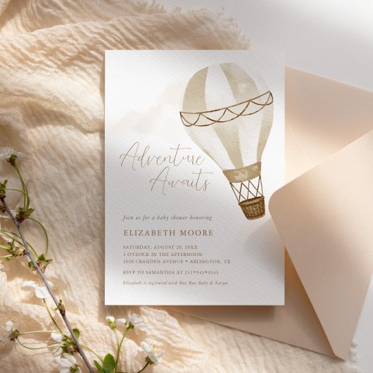 Invitation Adventure Attend un ballon neutre | BABY SHOWER