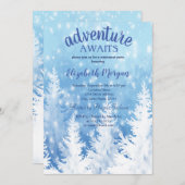 Invitation Adventure Attend Winter Pine Tree Retirement Party (Devant / Derrière)