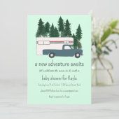 Invitation Adventure Attente Camper Vintage Camper BABY SHOWE (Debout devant)