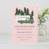 Invitation Adventure Attente Camper Vintage Camper BABY SHOWE (Debout devant)
