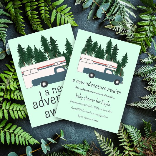 Invitation Adventure Attente Camper Vintage Camper BABY SHOWE