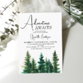 Invitation Adventure Await aquarelle Rustic Pine Boy