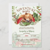 Invitation Adventure Await Bear Baby shower (Devant)