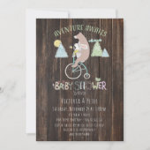 Invitation Adventure Await Bear Bunny Vélo Baby shower (Devant)