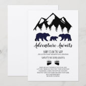 Invitation Adventure Await Bears Kraft Baby shower By Mail (Devant / Derrière)