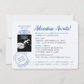 Invitation Adventure Await Blue Passport Baby Boy Shower (Dos)