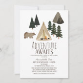 Invitation Adventure Await Camping Baby shower Drive-by (Devant)