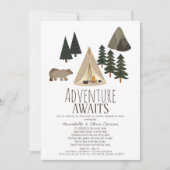 Invitation Adventure Await Camping Baby shower par la poste (Devant)