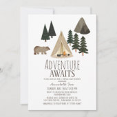 Invitation Adventure Await Camping Baby shower virtuel (Devant)
