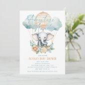 Invitation Adventure Await Elephant Hot Air Balloon Blue Boy (Debout devant)