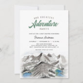 Invitation Adventure Await Forest Baby shower Mountains (Devant)
