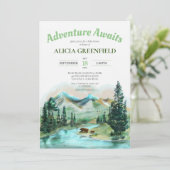 Invitation Adventure Await Forest Bears Mountain Baby shower (Debout devant)