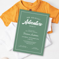 Invitation Adventure Await Forest Green Baby shower