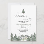 Invitation Adventure Await Forest Winter Boy Baby shower (Devant)