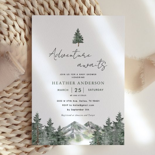 Invitation Adventure Await Forest Winter Boy Baby shower