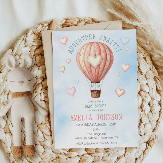Invitation Adventure Await Hot Air Baby shower