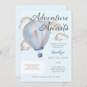 Invitation Adventure Await Hot Air Baby shower (Devant / Derrière)