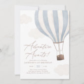 Invitation Adventure Await Hot Air Balloon Boy 1er Anniversai (Devant)