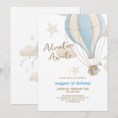 Invitation Adventure Await Hot Air Balloon Boys 1er anniversa (Devant / Derrière)