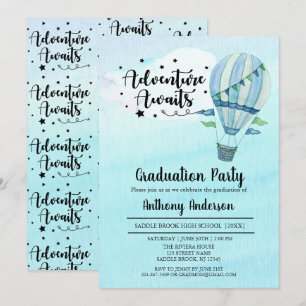Invitation Adventure Await Hot Air Balloon Party de graduatio