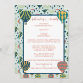 Invitation Adventure Await Hot Air Balloon Sage Baby shower (Devant / Derrière)