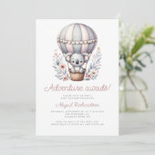 Invitation Adventure Await Koala Bear QR Code Baby shower (Debout devant)